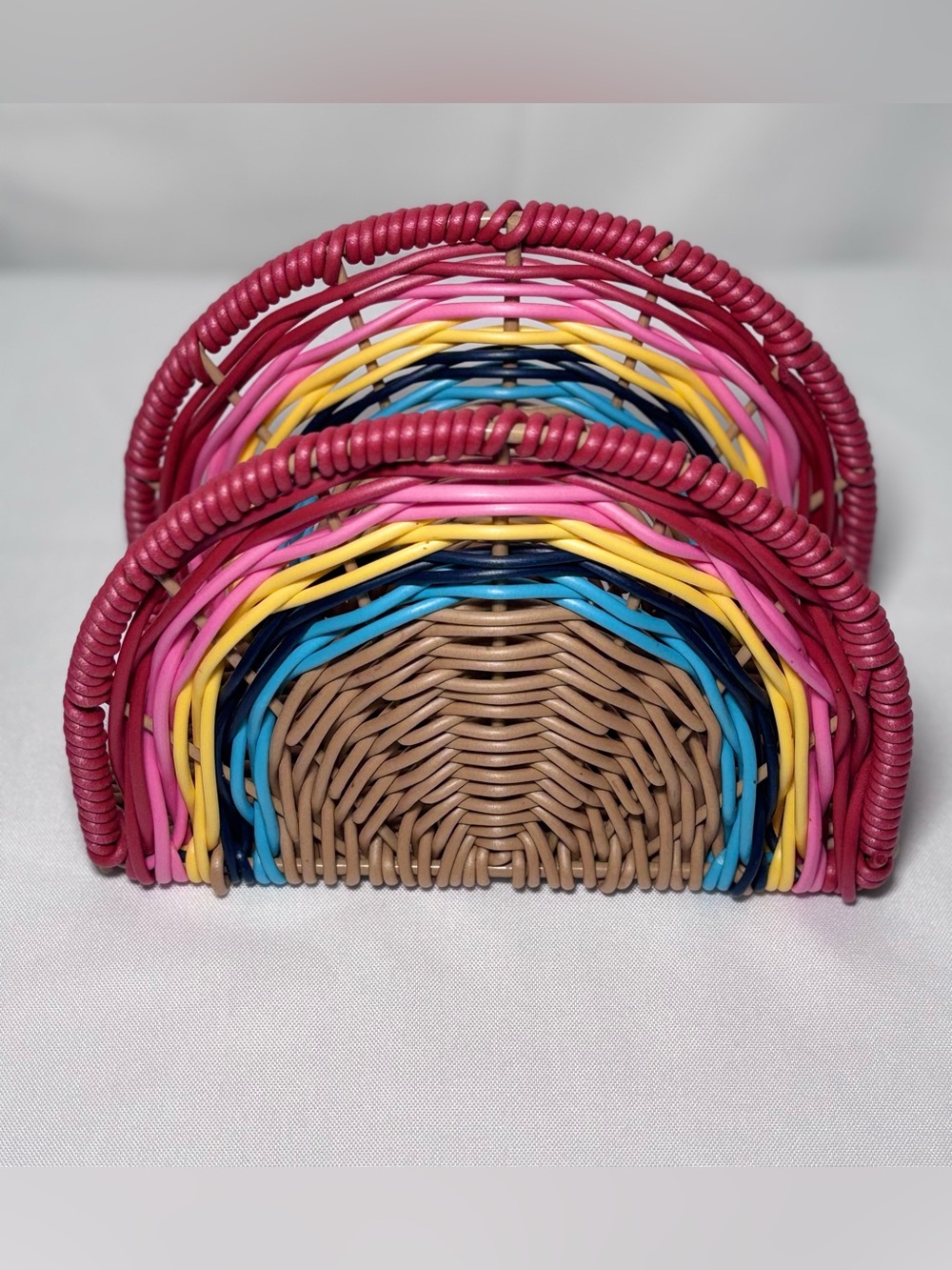 Handwoven Wicker Rattan Rainbow Napkin Holder